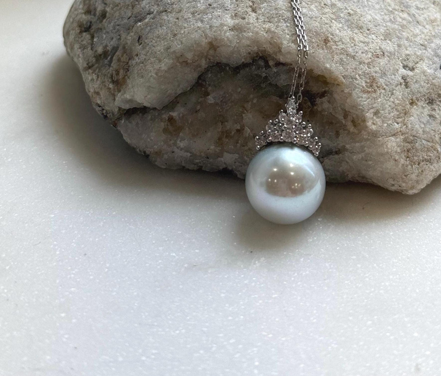 Elly’s 14.1mm Huge Edison Blue silver Pearl princess Pendant: Extreme luster, 2.2cm, s925 silver minimalist pendant necklace set. gift for her birthday anniversary daily office high quality huge pearl pendant