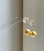 Elly’s Au750 18K gold South sea golden ocean pearls Earrings: Extreme luster mirrored, 11.1mm, 2.1cm,18k real gold earrings chandeliers. real gold pearls golden earrings high quality elegant gift for her birthday