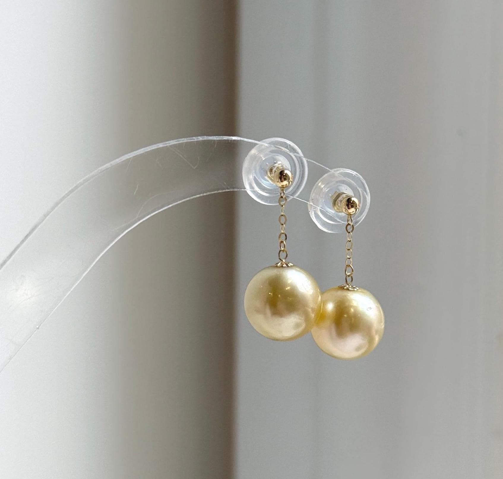 Elly’s Au750 18K gold South sea golden ocean pearls Earrings: Extreme luster mirrored, 11.1mm, 2.1cm,18k real gold earrings chandeliers. real gold pearls golden earrings high quality elegant gift for her anniversary