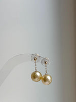 Elly’s Au750 18K gold South sea golden ocean pearls Earrings: Extreme luster mirrored, 11.1mm, 2.1cm,18k real gold earrings chandeliers. real gold pearls golden earrings high quality elegant gift for her holiday