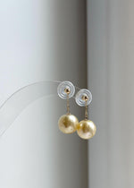 Elly’s Au750 18K gold South sea golden ocean pearls Earrings: Extreme luster mirrored, 11.1mm, 2.1cm,18k real gold earrings chandeliers. real gold pearls golden earrings high quality elegant gift for her anniversary