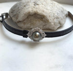 Elly’s 11.7mm Tahitian Platinum Ocean Pearl Genius Leather Strap Bracelet: Extreme luster mirrored, for 6.1”- 8” wrist. gift for her