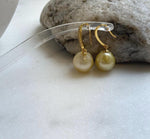 Elly’s 11.2mm Genius South sea golden ocean Pearls Earrings hooks: Extreme luster mirrored, 2.9cm high, S925 silver earrings. daily office golden pearls earrings