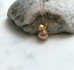 Elly’s 11.5mm Insale Edison Rose gold pearl Pendant: Extreme luster mirrored, 1.7cm high, S925 silver Gourd pendant. gift for her
