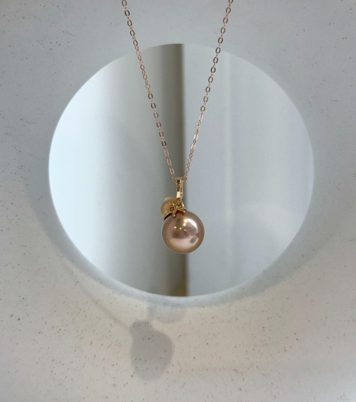 Elly’s 11.5mm Insale Edison Rose gold pearl Pendant: Extreme luster mirrored, 1.7cm high, S925 silver Gourd pendant. gift for her anniversary