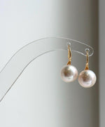 Elly’s 10.3mm Edison Light rose Pearls High-heel Earrings hooks: Extreme luster Mirrored, 1.9cm high, S925 silver Classic earrings hooks. high quality pearls earrings gift for her
