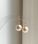 Elly’s 10.3mm Edison Light rose Pearls High-heel Earrings hooks: Extreme luster Mirrored, 1.9cm high, S925 silver Classic earrings hooks. high quality pearls earrings gift for her