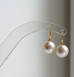 Elly’s 10.3mm Edison Light rose Pearls High-heel Earrings hooks: Extreme luster Mirrored, 1.9cm high, S925 silver Classic earrings hooks. high quality pearls earrings gift for her