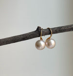 Elly’s 10.3mm Edison Light rose Pearls High-heel Earrings hooks: Extreme luster Mirrored, 1.9cm high, S925 silver Classic earrings hooks. high quality pearls earrings gift for her