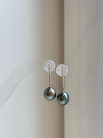 Elly’s 10.4mm Tahitian Peacock green hunter ocean pearls earrings: Extreme luster mirrored, S925 silver fireworks earrings. Pearl jewelry. gift for her birthday
