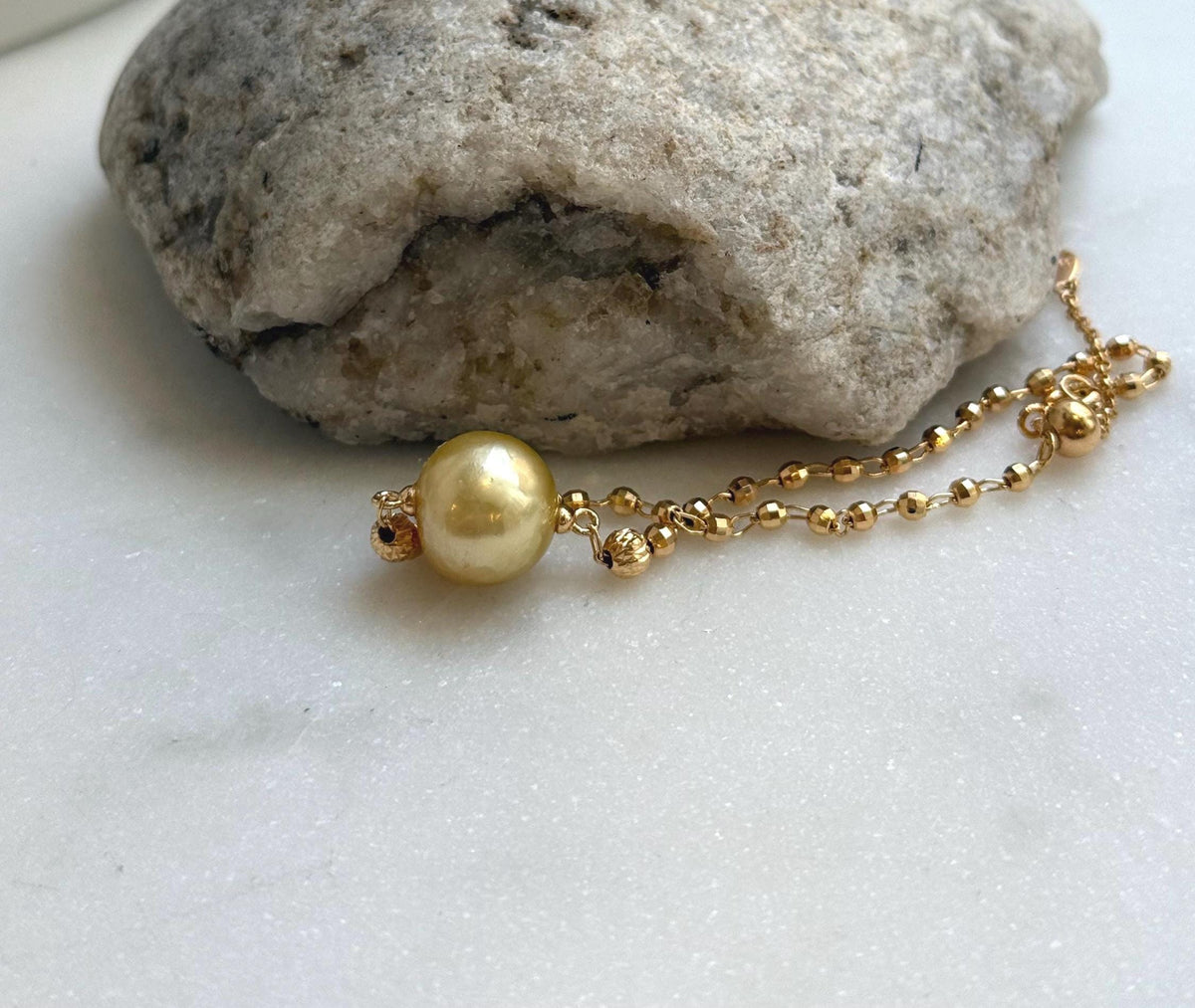 Elly’s 12.4mm South Sea Golden iridescent ocean pearl cool  Bracelet: Extreme luster mirrored. S925 silver chain. To 8.3”, high quality elegant golden pearl bracelet gift for her birthday