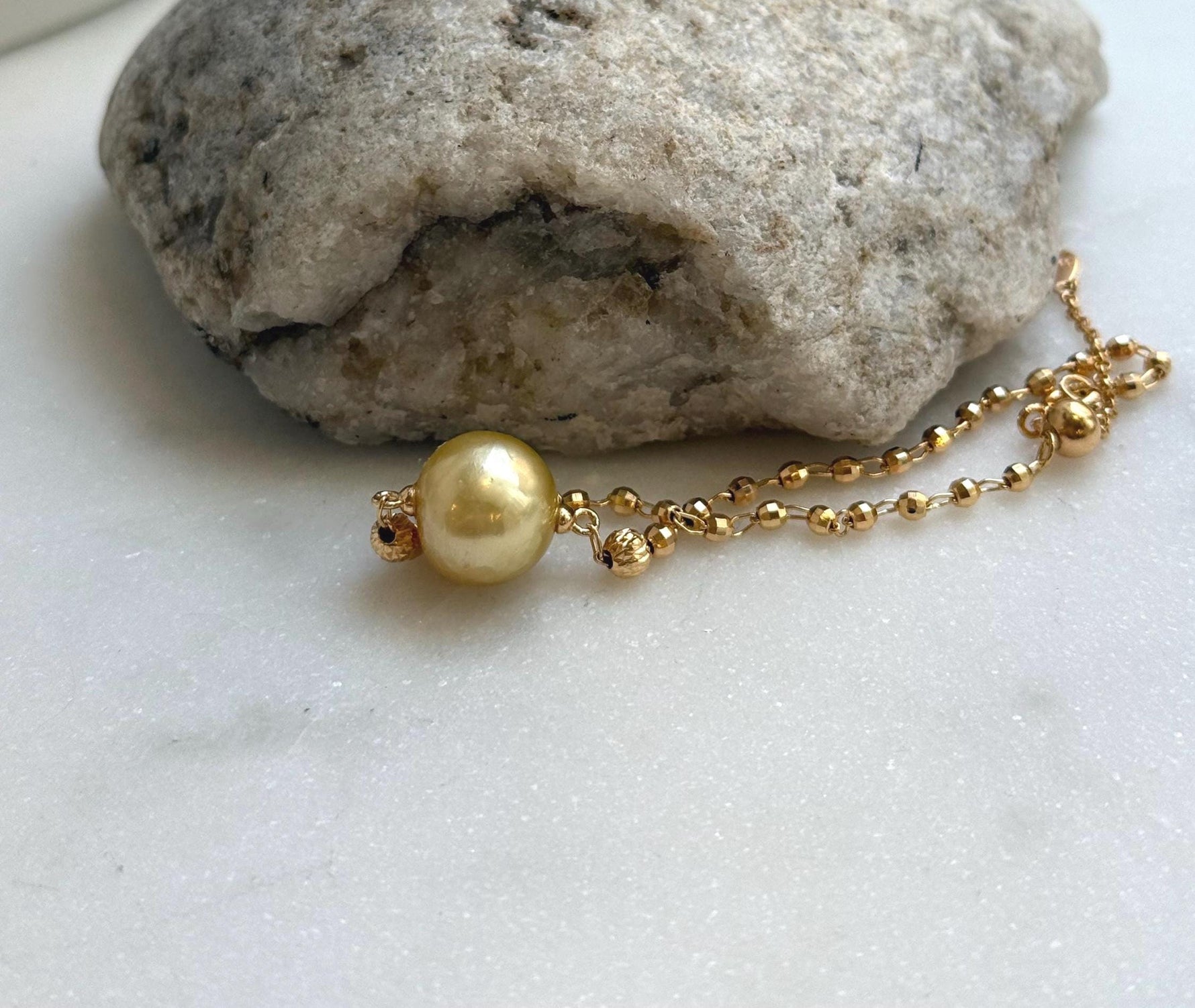 Elly’s 12.4mm South Sea Golden iridescent ocean pearl cool  Bracelet: Extreme luster mirrored. S925 silver chain. To 8.3”, high quality elegant golden pearl bracelet gift for her birthday