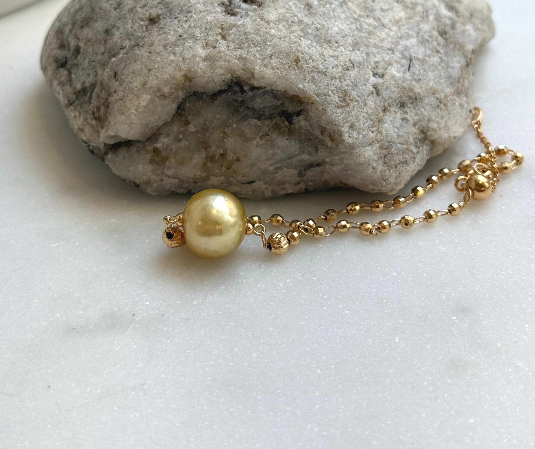 Elly’s 12.4mm South Sea Golden iridescent ocean pearl cool  Bracelet: Extreme luster mirrored. S925 silver chain. To 8.3”, high quality elegant golden pearl bracelet gift for her birthday
