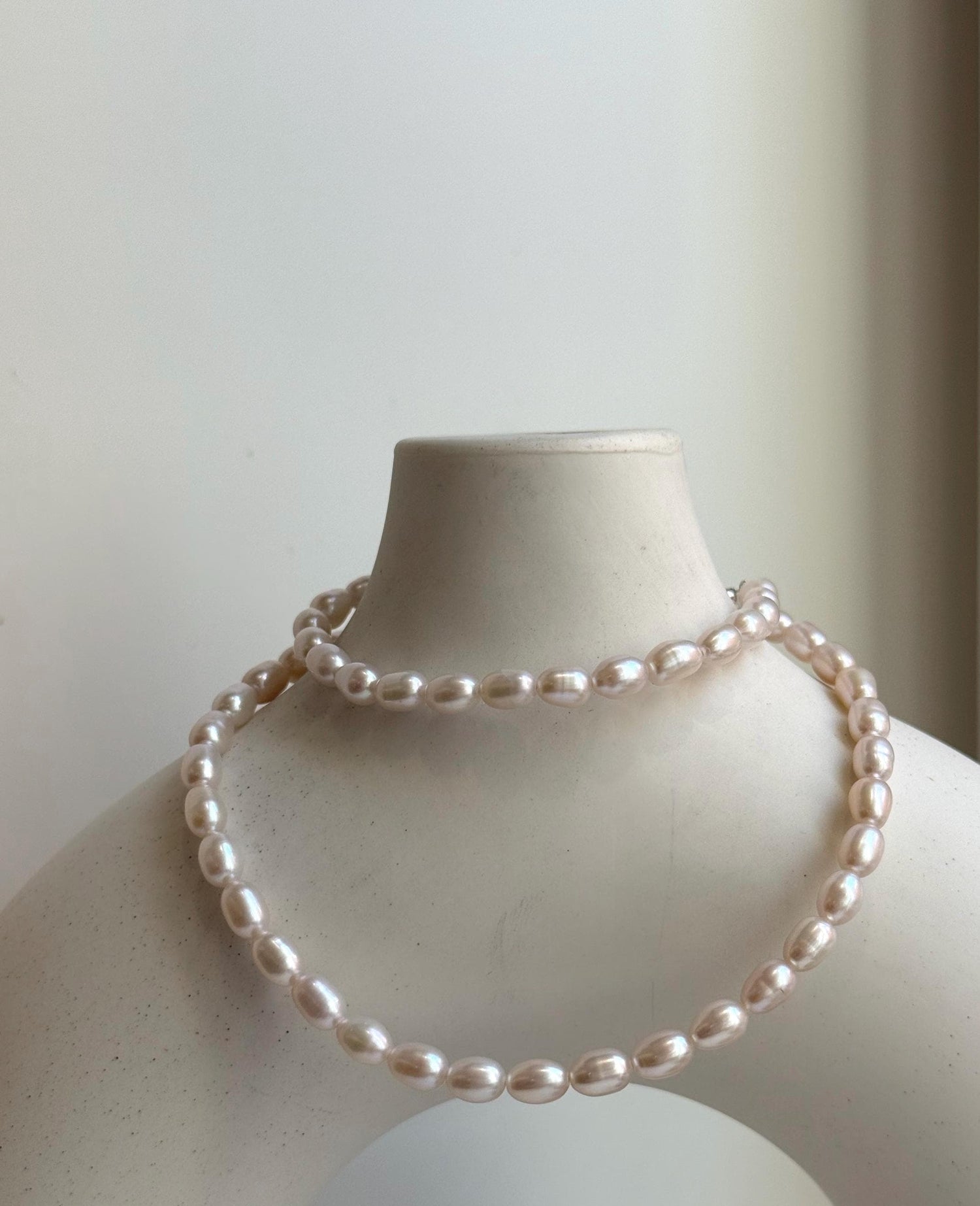 Elly’s 4.5-5mm Akoya ivory rice Keshi pearls necklace:Extreme luster mirrored, to 17.9”, S925 silver necklace strand. gift for her