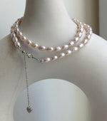 Elly’s 4.5-5mm Akoya ivory rice Keshi pearls necklace:Extreme luster mirrored, to 17.9”, S925 silver necklace strand. gift for her