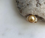 Elly’s 11.3mm South sea deep golden ocean pearl Ring: Extreme luster mirrored, S925 silver with gold plated adjustable Vintage Ring. gift for her