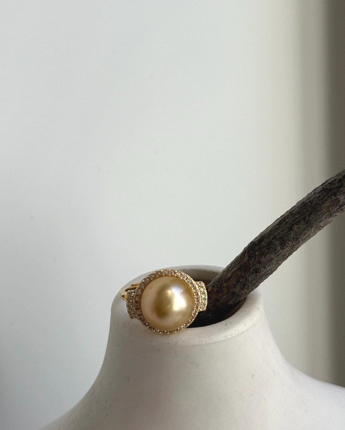 Elly’s 11.3mm South sea deep golden ocean pearl Ring: Extreme luster mirrored, S925 silver with gold plated adjustable Vintage Ring. gift for her