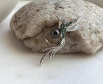Elly’s Tahitian peacock hunter purple Ocean Pearl Bird Brooch pendant 2in1: Extreme luster mirrored, gift for her daily office brooch
