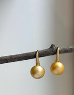 Elly’s 13.2mm Genius South sea golden ocean Pearls High-heel Earrings hooks: Strong luster, 2.5cm high, S925 silver cool earrings for her birthday anniversary daily office golden earrings