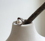 Elly’s 8.5mm Akoya off white ocean pearl Ring: Extreme luster mirrored, s925 silver adjustable ring. Pearl Jewelry Idea.