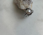 Elly’s 8.5mm Akoya off white ocean pearl Ring: Extreme luster mirrored, s925 silver adjustable ring. Pearl Jewelry Idea. Pearl Ring gift for her birthday
