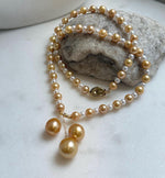 Elly’s 20.1” south sea golden ocean Freshwater Pearls Necklace: Extreme luster mirrored, S925 silver Fancy cool necklace.high quality daily office fancy cool golden pearls necklace