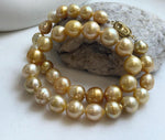 Elly’s 9.4-13.1mm 36pcs Genius natural South sea Golden Ocean Pearls Necklace: Extreme luster, 18.2” knotted, S925 silver necklace strand. high quality south sea golden pearls necklace for her birthday