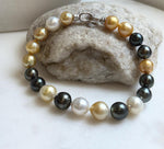 Elly’s 20pcs Genius Ocean Pearls Bracelet: Extreme luster, 8.7-10.2mm, 8.8”knot, S925 silver bracelet. high quality pearls bracelet gift for her