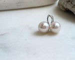 Elly’s 11.1mm Edison white Pearls pink hue Earrings Hooks: Extreme luster Mirrored, 1.8cm high, S925 silver minimalist earrings hooks.