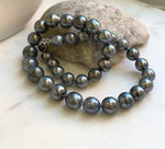 Elly’s 35pcs 10.2-13.5mm large Tahitian Platinum Ocean Pearls Necklace: extreme luster mirrored, knotted, 18.1”, S925 silver necklace. high quality platinum pearls gift for her birthday anniversary holiday retirement