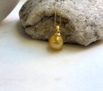 Elly’s 12.8mm South sea deep golden ocean pearl Pendant: Extreme luster, 2.2cm high, s925 silver minimalist pendant. genius south sea golden ocean pearl pendant for her