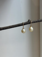 Elly’s 10mm Genius South sea golden carved ocean Pearls Earrings hooks:Extreme luster, 2.4cm high, S925 silver cool earrings.good quality ocean golden pearls earrings hooks for her