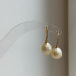 Elly’s 10mm Genius South sea golden carved ocean Pearls Earrings hooks:Extreme luster, 2.4cm high, S925 silver cool earrings.good quality ocean golden pearls earrings hooks for her holiday