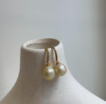 Elly’s 10mm Genius South sea golden carved ocean Pearls Earrings hooks:Extreme luster, 2.4cm high, S925 silver cool earrings.good quality ocean golden pearls earrings hooks for her
