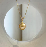 Elly’s 12.5mm Genius South sea deep Tea golden ocean pearl Pendant: Extreme luster, 2.2cm high, s925 silver minimalist cool pendant.