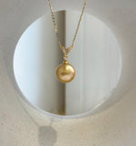 Elly’s 12.5mm Genius South sea deep Tea golden ocean pearl Pendant: Extreme luster, 2.2cm high, s925 silver minimalist cool pendant. high quality golden ocean pearl pendant for her daily office wear