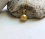 Elly’s 12.5mm Genius South sea deep Tea golden ocean pearl Pendant: Extreme luster, 2.2cm high, s925 silver minimalist cool pendant. high quality golden ocean pearl pendant for her