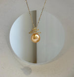 Elly’s 12mm Genius South sea deep golden ocean pearl Pendant: Extreme luster, 2cm high, s925 silver minimalist pendant. golden ocean pearl pendant gift for her anniversary