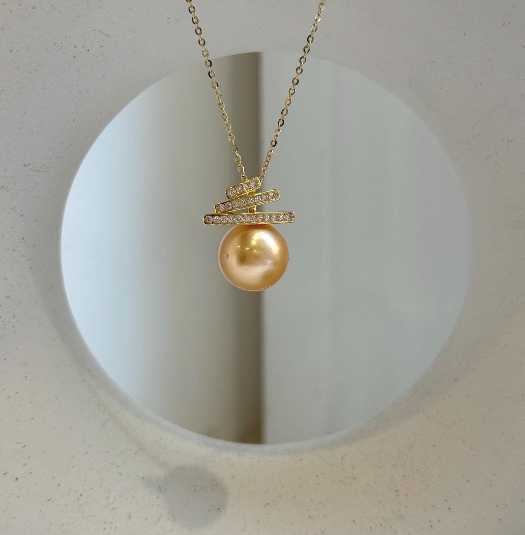 Elly’s 12mm Genius South sea deep golden ocean pearl Pendant: Extreme luster, 2cm high, s925 silver minimalist pendant. golden ocean pearl pendant gift for her daily office wear