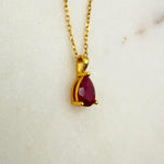 Pigeon Blood Pear Cut Ruby Necklace, 1.0ct/5*7mm Teardrop Lab Ruby Pendant, Solid Sterling Silver Jewelry