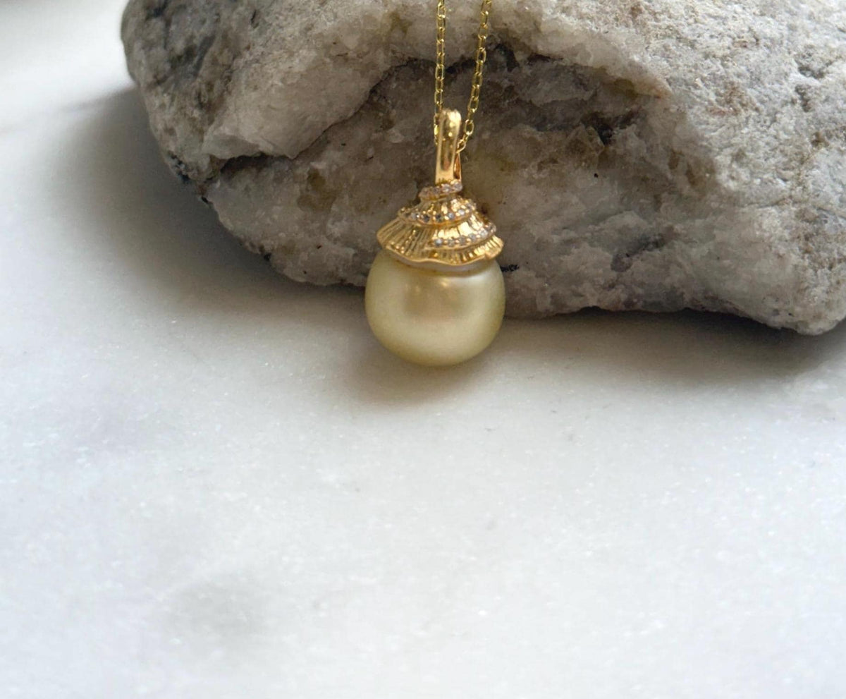 Elly’s 12mm South sea light golden ocean pearl Pendant: Extreme luster, 2.2cm high, s925 silver minimalist pendant. golden pearl pendant gift for her