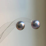 Elly’s 15.5mm Genius Sky Blue Ocean Mabe Pearls Earrings Studs: Extreme luster Mirrored, S925 silver minimalist earrings studs. high quality Sky blue Japanese ocean Mabe pearls earrings studs for her birthday