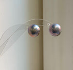 Elly’s 15.5mm Genius Sky Blue Ocean Mabe Pearls Earrings Studs: Extreme luster Mirrored, S925 silver minimalist earrings studs. high quality Sky blue Japanese ocean Mabe pearls earrings studs for her
