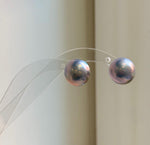 Elly’s 15.5mm Genius Sky Blue Ocean Mabe Pearls Earrings Studs: Extreme luster Mirrored, S925 silver minimalist earrings studs. high quality Sky blue Japanese ocean Mabe pearls earrings studs for her party