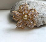 Elly’s South sea ultra gold pearl Floral brooch pendant 2in1: Extreme luster mirrored, 10.2mm, 4.5cm dia.gift for her daily brooch