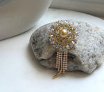 Elly’s Genius South sea ultra gold ocean pearl Floral brooch pendant 2in1: Extreme luster mirrored, 10.3mm, 3.5x7cm.