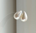 Elly’s 14.2x21.3mm Genius Ivory Ocean Mabe Pearls Earrings Studs: Extreme luster Mirrored, S925 silver minimalist earrings studs. high quality Mabe earrings studs for her