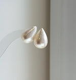 Elly’s 14.2x21.3mm Genius Ivory Ocean Mabe Pearls Earrings Studs: Extreme luster Mirrored, S925 silver minimalist earrings studs. high quality Mabe earrings studs for her