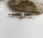 Elly’s Akoya blue silver ocean pearl Vintage brooch: Extreme luster mirrored, 6.3mm, 1.3x5.5cm.