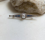 Elly’s Akoya blue silver ocean pearl Vintage brooch: Extreme luster mirrored, 6.3mm, 1.3x5.5cm.